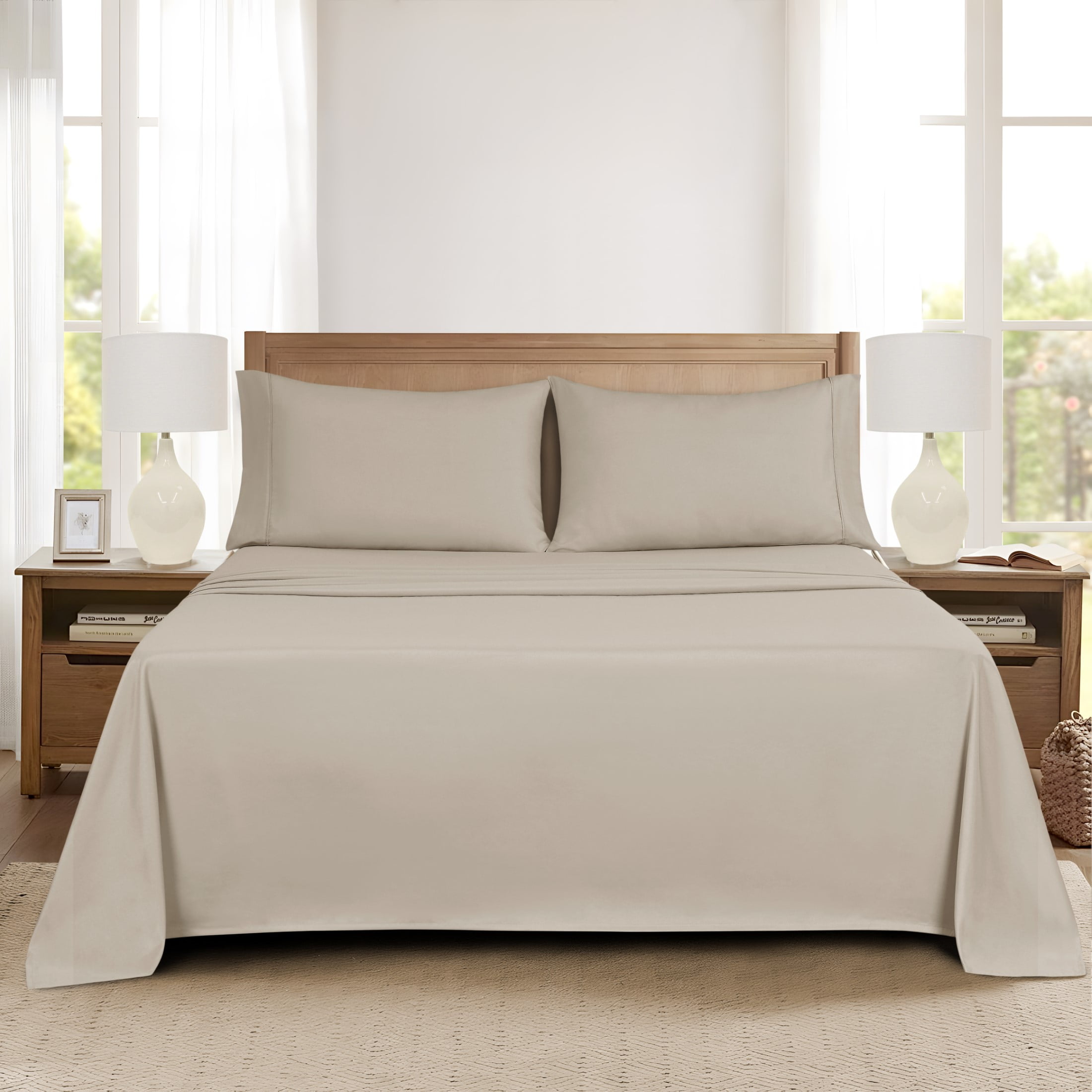 Mainstays Super Soft Brushed Microfiber Pillowcase Set, Washed Tan, King, 2 Piece