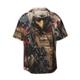 thumbnail image 6 of Lsque Bald Eagle Soldier print Men's Cuban Collar Short Sleeve Shirt Summer Beachwear Casual Button Down Fashionable Vacation Leisure Shirt-4X-Large, 6 of 7