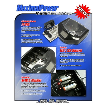 maximal power fc999 universal rapid charger for alkaline, ram, ni-mh, ni-cd, aa, aaa, c, d, 9v (Best Battery Charger Aa Aaa Cd)