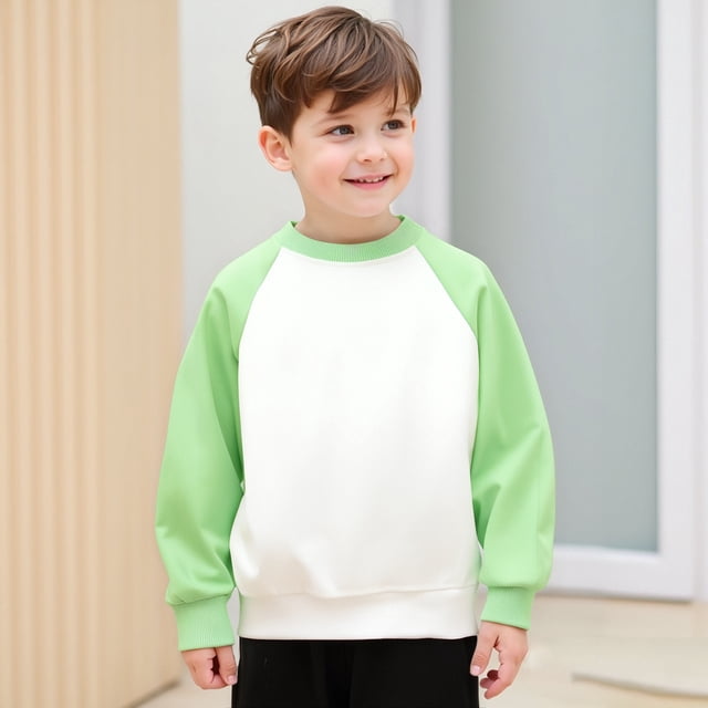 WENXIAOO Chandail en Molleton pour Fille, Manches Longues, Col Rond, Bloc de Couleur, Automne Hiver, Taille 3T