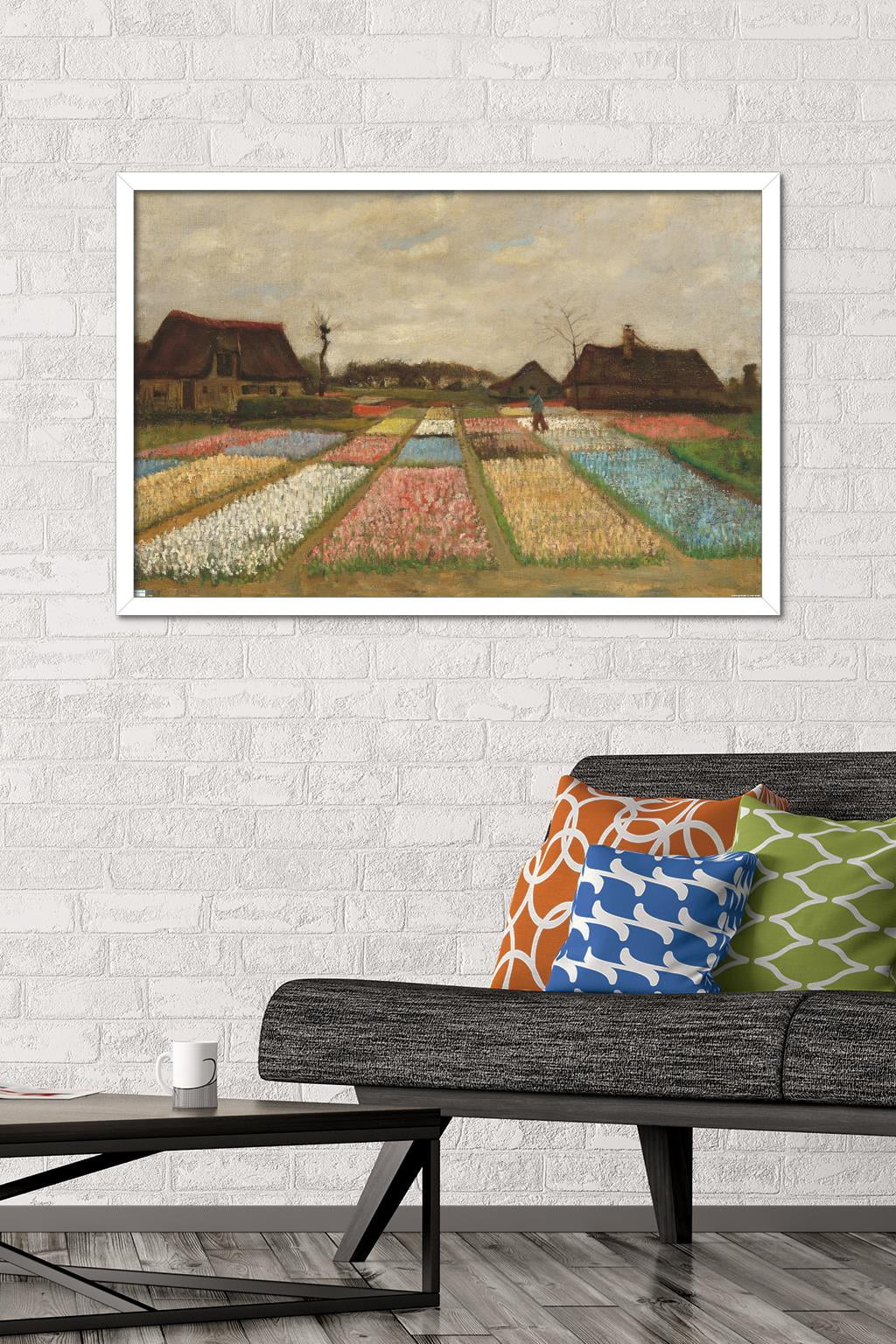 Flower Beds in Holland by Vincent van Gogh Wall Poster, 22.375" x 34" Framed