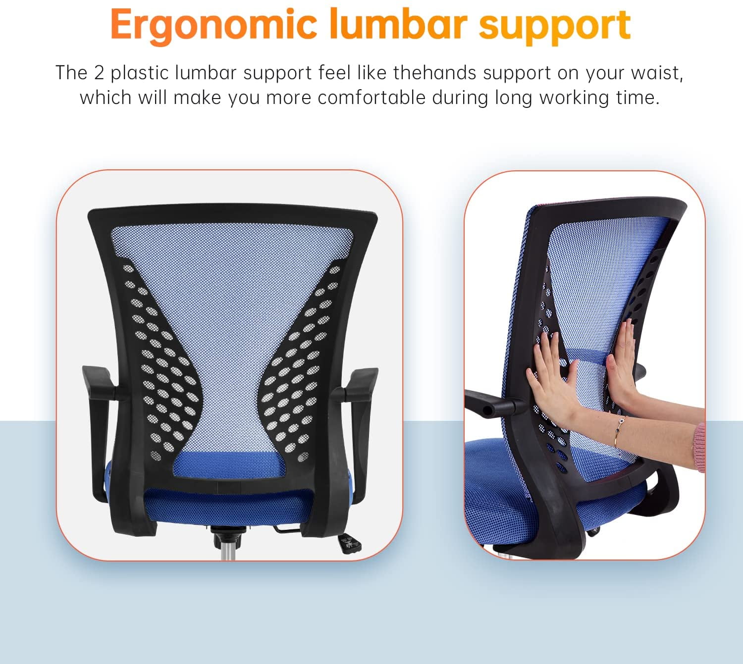 BestOffice Ergonomic Office Chair, Lumbar Support, Rolling Swivel for Men, Women(Blue)