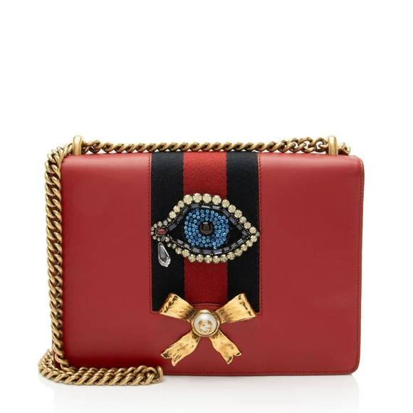 Pre-Owned Gucci Leather Evil Eye Chain Medium Shoulder Bag
