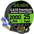 thumbnail image 1 of Cable Ethernet GearIt Cat8 para exteriores, 25 pies, resistente al agua, 40 Gbps, 1 of 7