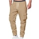 thumbnail image 2 of Pantalones cargo de poliéster para hombre, de longitud completa, a la moda, de color liso, con bolsillos, cordón ajustable, cintura elástica y pierna recta., 2 of 5