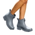 thumbnail image 2 of Women’s Flat Heel Waterproof PVC Ankle Rain Boots, Non-Slip Slip On Short Rubber Footwear for Garden, Kitchen & Outdoor Working Gray 6, 2 of 7