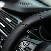 Valleycomfy Microfiber Leather Steering Wheel Cover Universal 15 inch (Black)