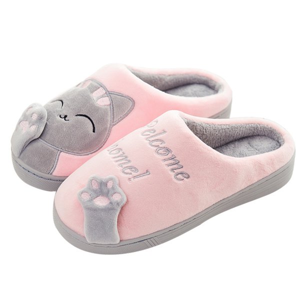 Zapatillas unisex suaves y cálidas, cómodas zapatillas de animales de dibujos animados, zapatos de piso para parejas
