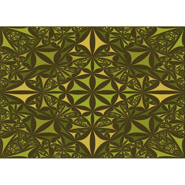 Ahgly Company Machine Washable Indoor Rectangle Transitional Dark Yellow Green Area Rugs, 2' x 3'