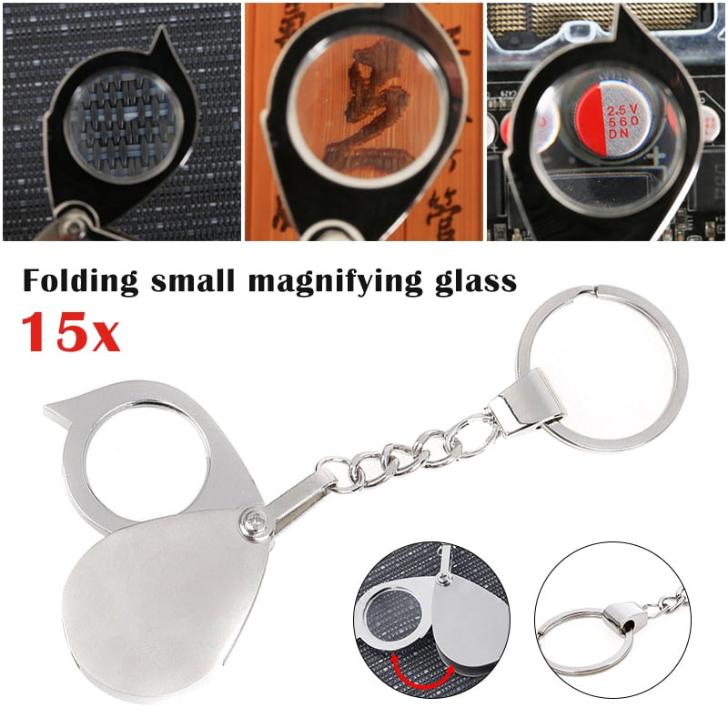 Folding Loupe 15X Magnifier Loupe Metal Magnifying Glass Lens With Keychain JKU 
