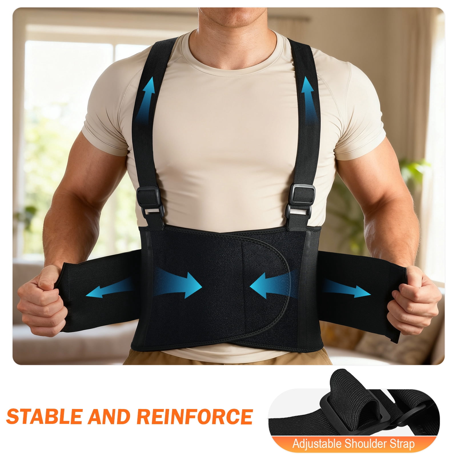 Back Brace for Lower Back Pain Back Support Brace Relief with 4 Stays, Breathable Back Support Belt for Heavy Lifting Work, XL