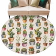 thumbnail image 2 of Cactus Plant Round Living Room Rugs 6 ft, Green Cactus Botanical Tropical Plant Vintage Linen Washable Area Rug with Non-Slip Sturdy Edge Binding Round Carpet for Kitchen Office Bedroom, 2 of 9