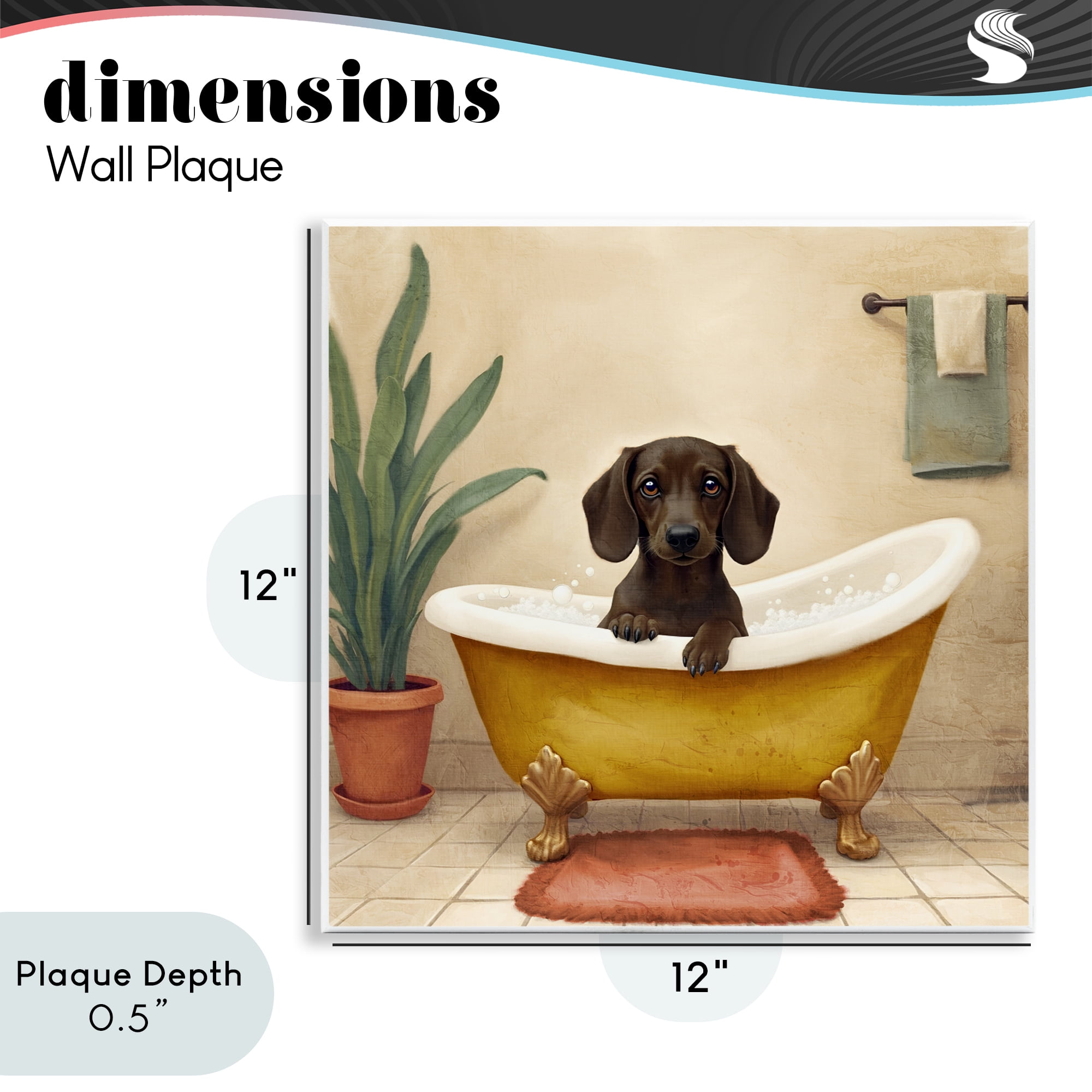 Stupell Industries Bubble Bath Brown Dog Wall Plaque Art, design by Kim Allen