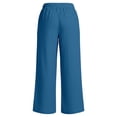 thumbnail image 5 of JIAYUE Women Sweatpants Solid Color Elastic Drawstring Waist Side Pockets Wide Leg Long Pants for Daily Workout Wear, 5 of 5