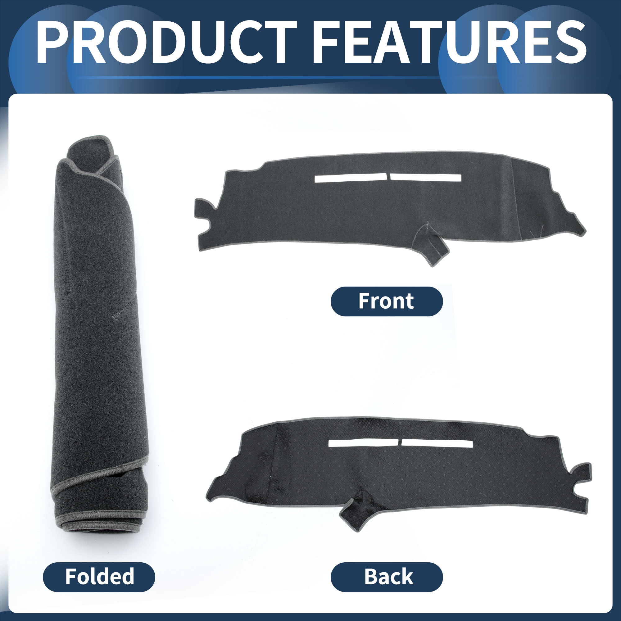 Dashboard Cover Dash Cover Mat Carpet for Chevy Silverado 1997-2000 Polyester Gray