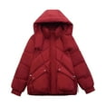 thumbnail image 5 of ZHOGXU Women's Hooded Coat With Pocket Long Sleeve Solid Color Zipper Thickened Warm Comfortable Fashion Jacket For Casual Daily Wear Red Xxl, 5 of 5