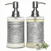 Autumn Alley Glass Soap Dispenser and Lotion Dispenser Set - Farmhouse Bathroom Accessories Set