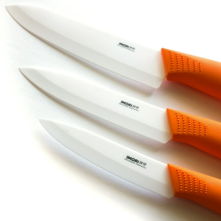 Best Chef Rated Ceramic Knife Set by IMORI - 3 Super Sharp Blades w/SafeEdge Back Corners + Safety Sheaths + Gift (Best Japanese Ceramic Knives)