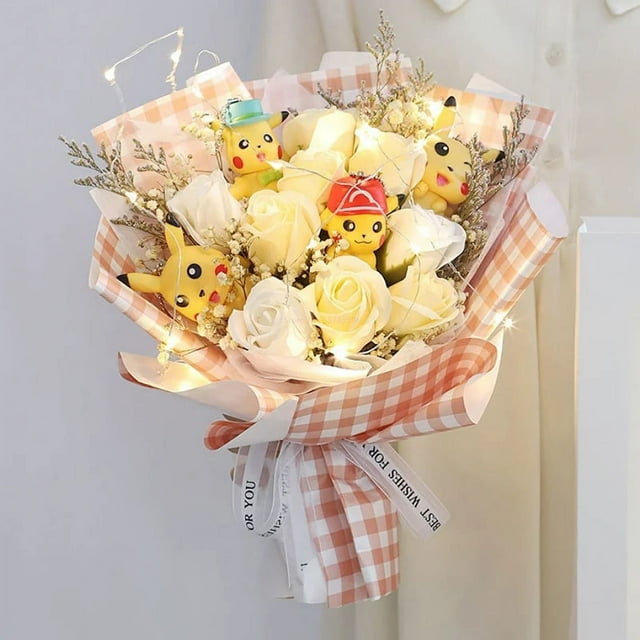 Caja de regalo Kawaii Sanrio con 6 muñecas de Hello Kitty y 6 flores de jabón, ramo festivo de dibujos animados, regalos sorpresa para el Día de San Valentín y amigas