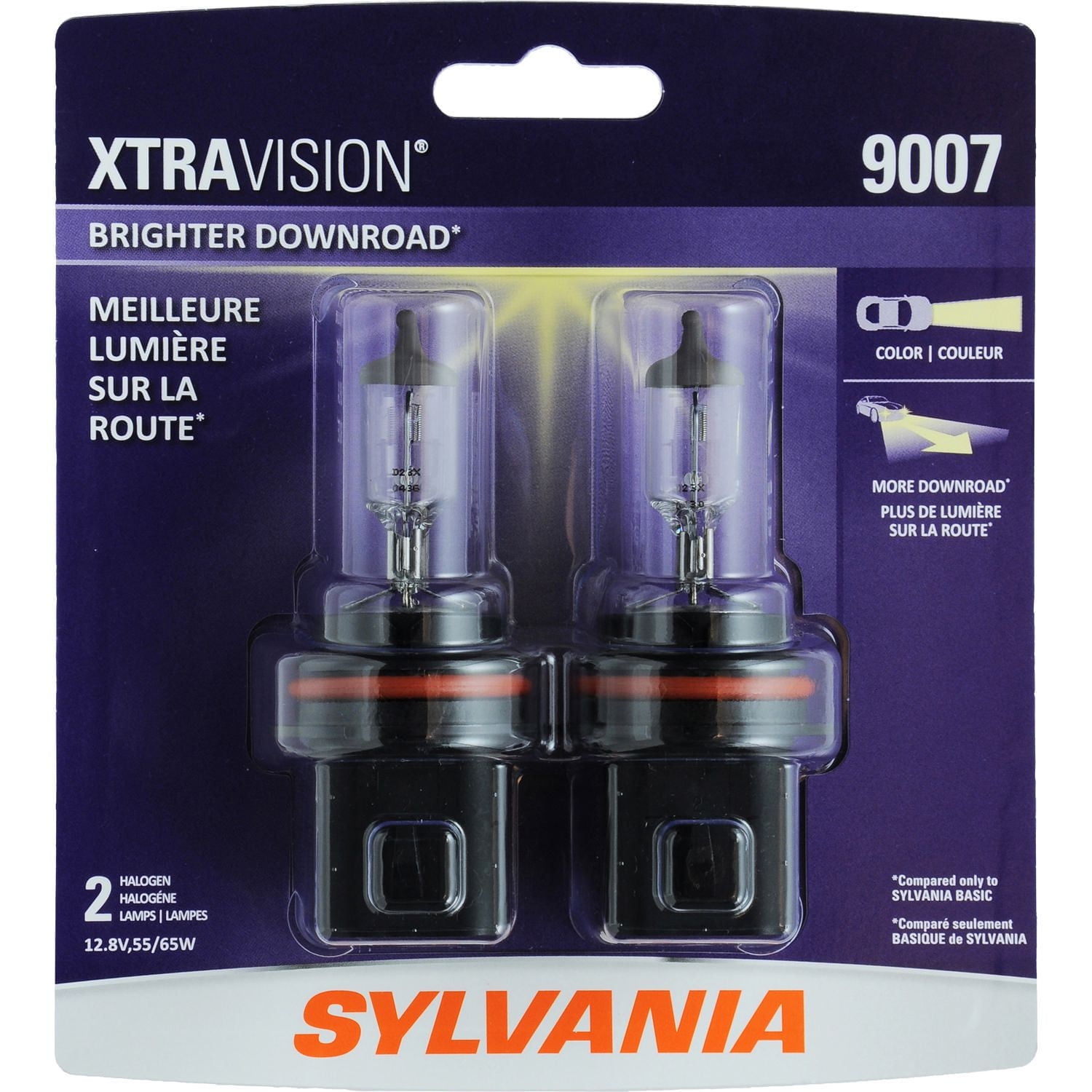 Phares halogènes XtraVision 9007 de SYLVANIA Paq. de 2, 65 W
