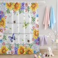 thumbnail image 2 of Shower Curtain Sunflower Daisy Butterfly Bee Shower Curtains for Bathroom Decor, Waterproof Polyester Shower Curtain Set with Hooks, Small Stall Size 36" x 72" Spring Floral Wood Grain, 2 of 9