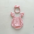 thumbnail image 4 of LYMAYTER‌ 3-24M‌‌‌ ‌‌Infant Baby Girl Romper Checkerboard Embroidery Ruffle Strap Romper Jumpsuit, 4 of 8