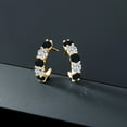 thumbnail image 4 of Gem Stone King 18K Yellow Gold Plated Silver Black Onyx and White Lab Grown Diamond Earrings for Women | 2.40 Cttw | Gemstone December Birthstone | Round 4MM, 4 of 4