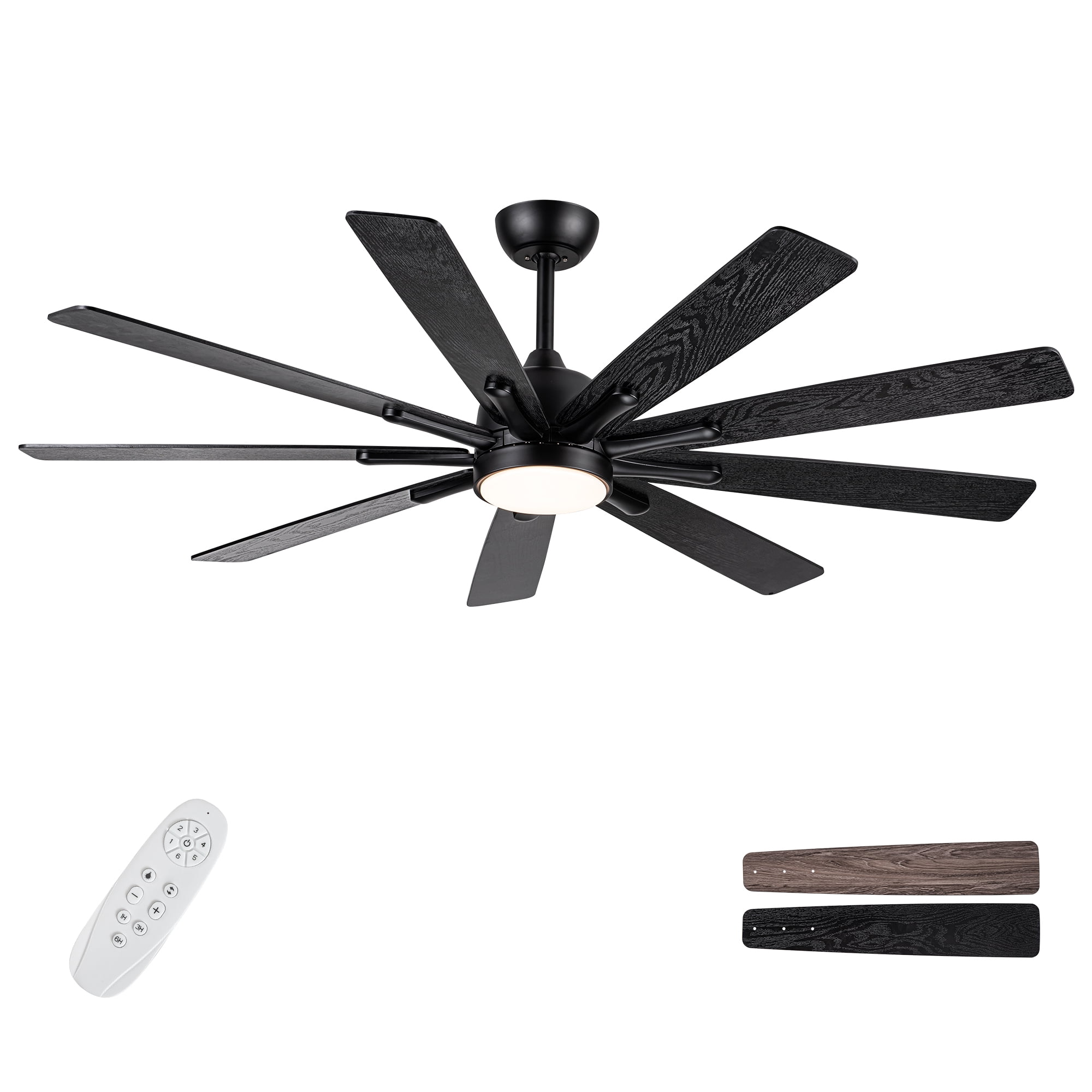 Sysdeal Lighted Ceiling Fan 62-inch remote control ceiling fan, six