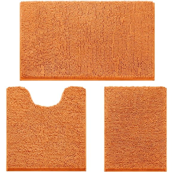 Alfombras de baño HOMEIDEAS, 3 piezas, ultrasuaves y antideslizantes (naranja)