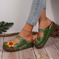 thumbnail image 6 of Women's Summer Plus-size Casual Vintage Print Patchwork Braid Sandals Summer Sandals for Women Green 41, 6 of 8