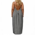 thumbnail image 5 of Yindaity Backless Dresses for Women Women's Backless Cami Dress Long Flowy Linen Dresses Summer Vacation Beach Outfits Sun Dress(Grey,L), 5 of 5