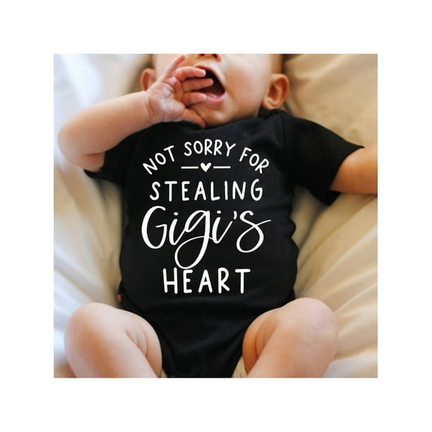No me arrepiento de haberle robado el corazón a Gigi: mono gris de manga corta para niños y niñas, ideal para exteriores.