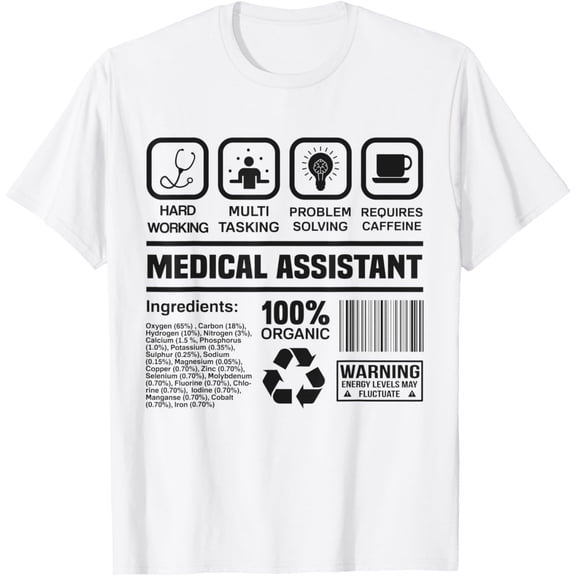 Medical Assistant Shirt, Gift For Medical Assistant Funny T-ShirtMen and women, White T-shirt, size: Extra large