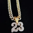 thumbnail image 3 of Men Women Hip Hop Number 23 Pendant Necklace Crystal Cuban Chain HipHop Iced Out Bling Necklaces Fashion Charm Jewelry, 3 of 9