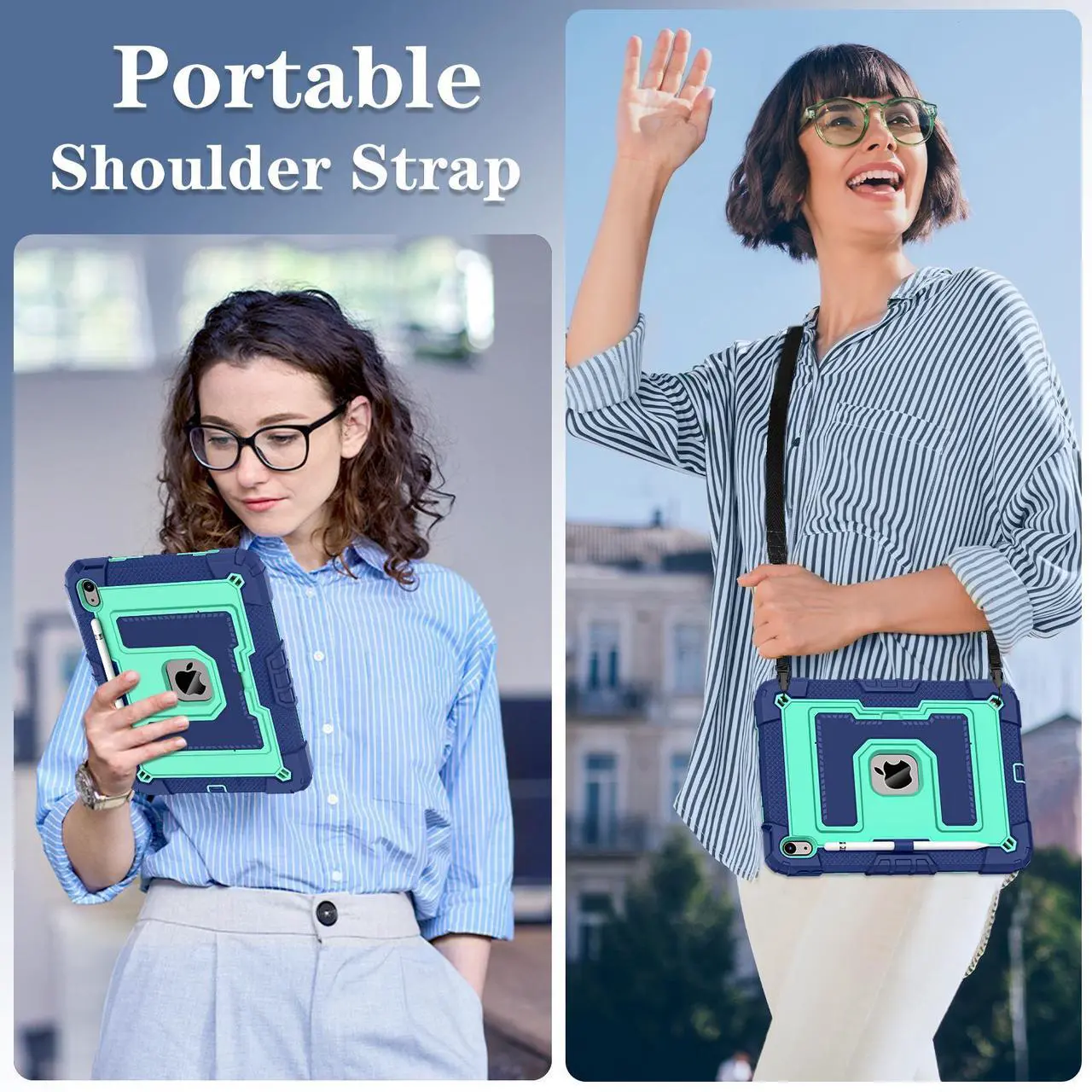 Case for iPad (A16) 11th Generation 11 Inch 2025, iPad 10th Generation 10.9 Inch 2022, Fully-Body Rugged Shockproof Protective Cover with Kickstand Pencil Holder Shoulder Strap