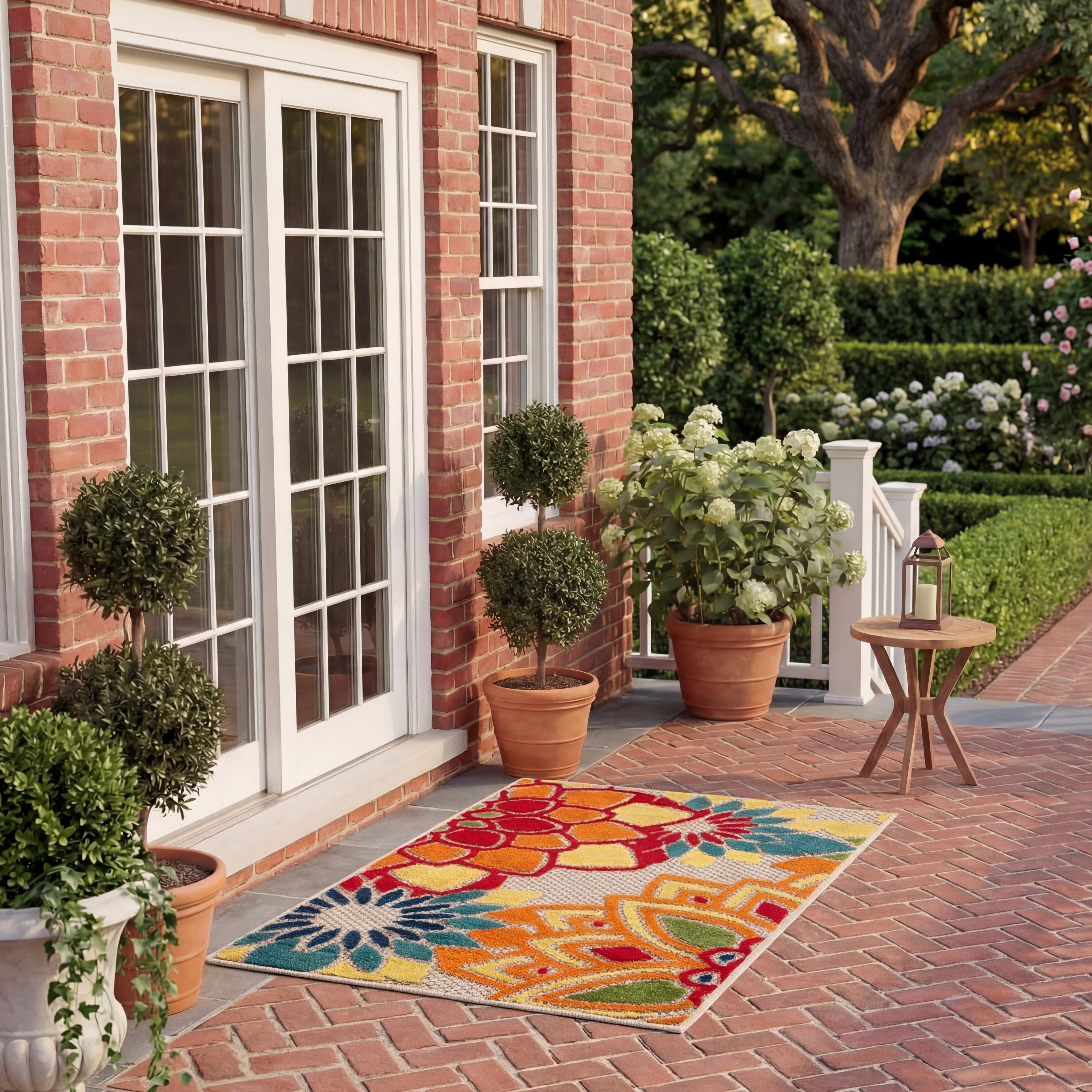 SAFAVIEH Cabana Molly Floral Indoor/Outdoor Area Rug, Ivory/Orange, 3' x 5'