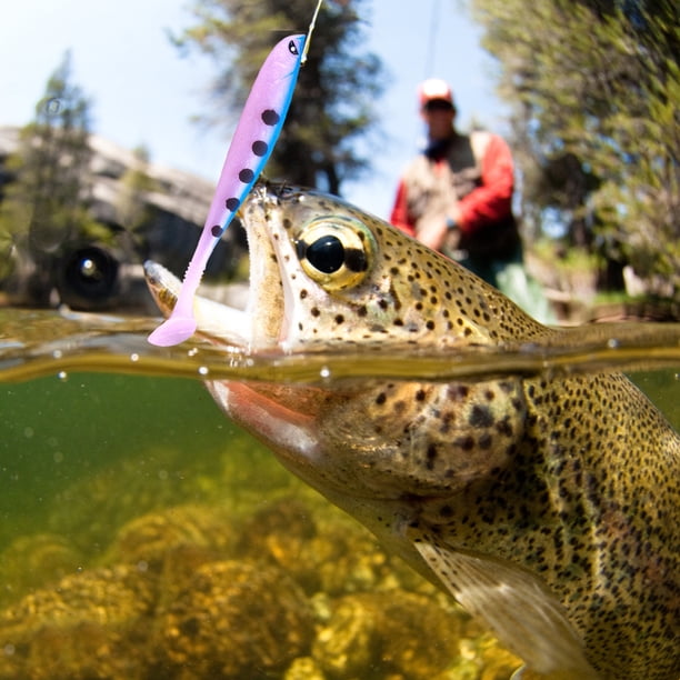 Cebo de cola en T biónico suave, accesorios de pesca multifuncionales de 9cm, color morado, 6 uds. Pesca con cebo blando