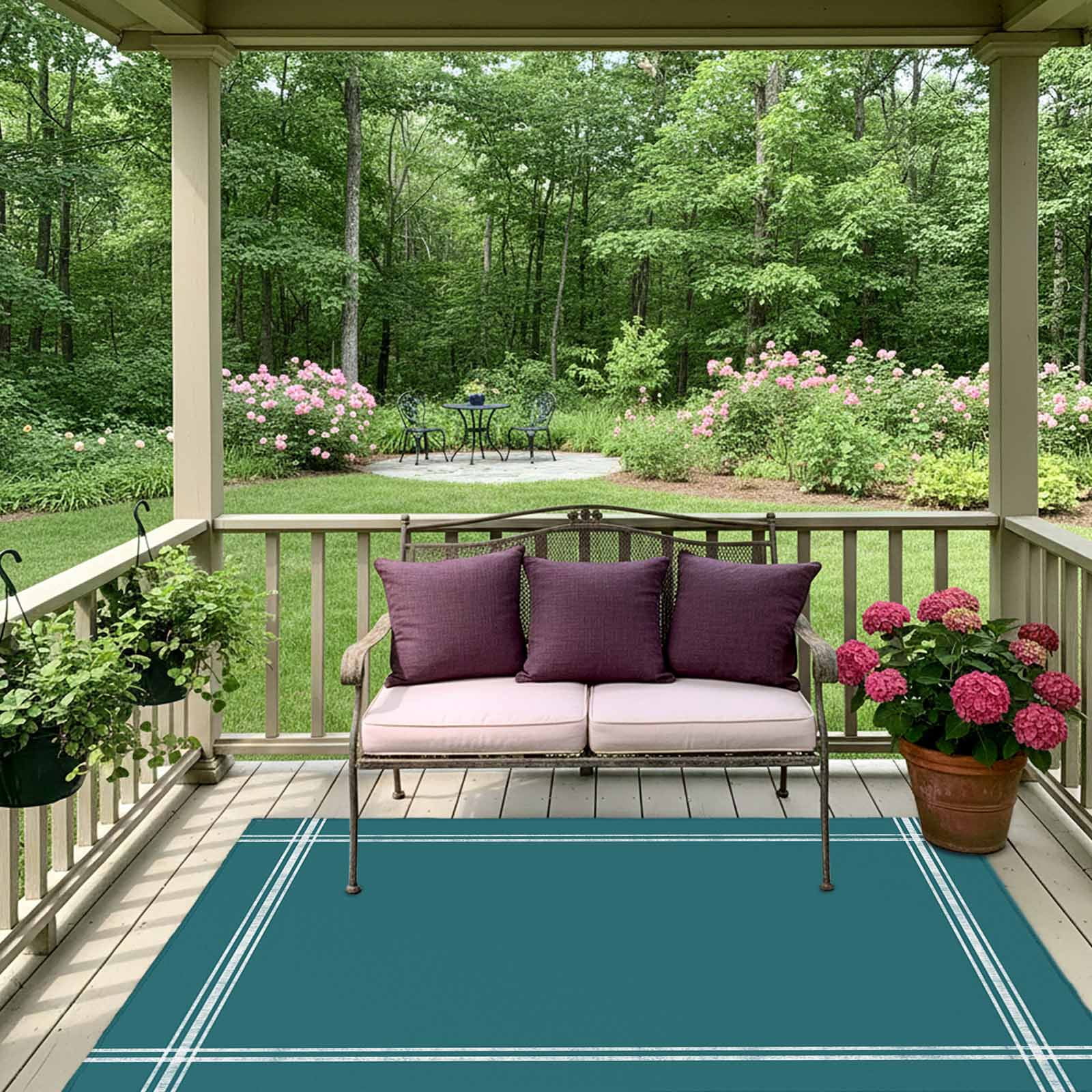Outdoor Rug 5x8ft Solid Color Large Area Rug Turquoise Indoor Outdoor Carpet Outdoor Rugs Mats for Patio Camping,RV,Front Door, Outside Decor