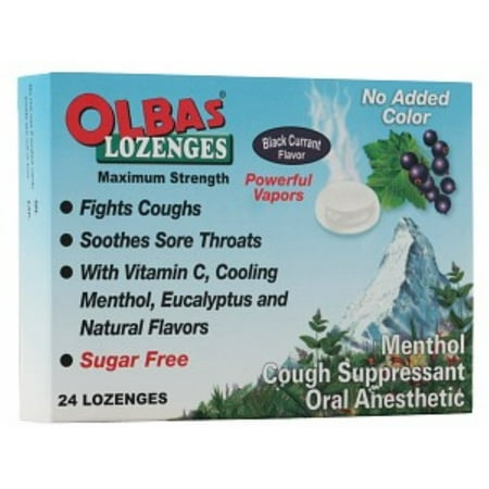 - 4 Pack - Olbas Maximum Strength Sugar Free Lozenges, Black Currant Flavor 24 ea