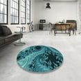 thumbnail image 4 of Ahgly Company Machine Washable Indoor Square Transitional Dark Turquoise Green Area Rugs, 5' Square, 4 of 7