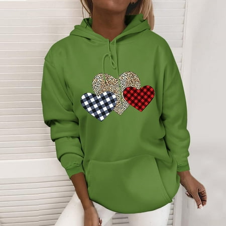 

Aueoeo Winter Outfits for Women 2022 Fashion Tops for Women Women s Valentine s Day Printed Crew Neck Loose Pullover Hooded Printed Sweatshirt Tops