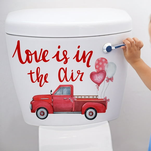 RKSTN valentines day decorations Love Transport Car Valentine's Day Toilet Sticker Living Room Bedroom Bathroom Background Wall Sticker