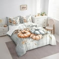 thumbnail image 3 of Manfei Floral Pumpkin Bedding Sets Twin Size,Lodge Cabin Comforter Sets with Sheets,Thanksgiving Day Bed in a Bag Twin size,Ultra Soft Botanical Room Decorative,Reversible,7-Piece, 3 of 6