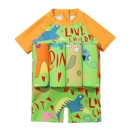 

IBTOM CASTLE Kid Toddler Boys Girls Floatation Swimsuit with Adjustable Buoyancy Float Suit One-Piece Training Aid Swimwear 3-4 Years Orange-Colorful