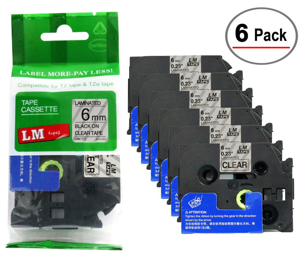4 PK Label Tape For Brother TZe-111 Compatible PT-H110 PT-1290 PT3600 PT7600 