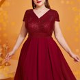 thumbnail image 4 of Ovzne Robes Grande Taille pour Femmes Courbées Robe pour Femme Grande Taille Robe Longue en Chiffon Col en V Manches Courtes Robe Jupe Grande Taille Robe Maxi Manches Courtes Longues Robes Transparentes, 4 of 7