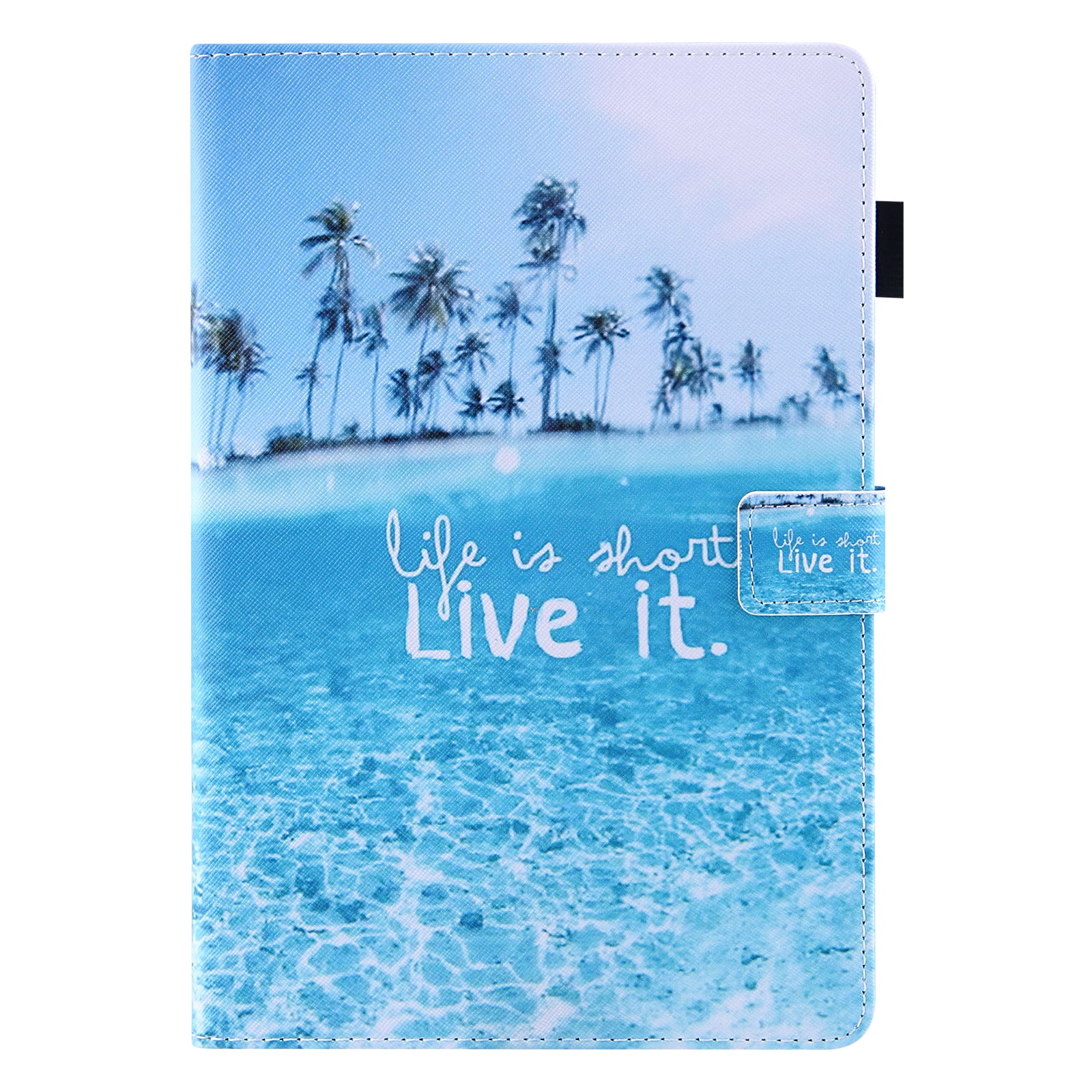 Allytech for Apple iPad 10th Generation 10.9 inch Case 2022 with Stand Pencil Holder Card Pockets [Auto Wake/Sleep] Slim PU Leather Magnetic Smart Folio Wallet TPU Shockproof Cover, Blue Beach Palm