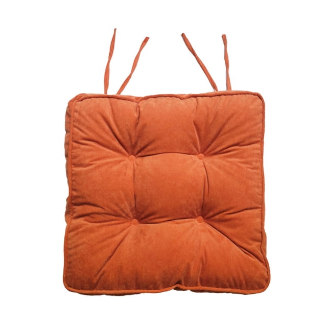 Inteprter Almohadillas de pana para silla, cojín y cálido con lazos, almohadilla gruesa antideslizante para sillas de comedor, Decoración del hogar Naranja