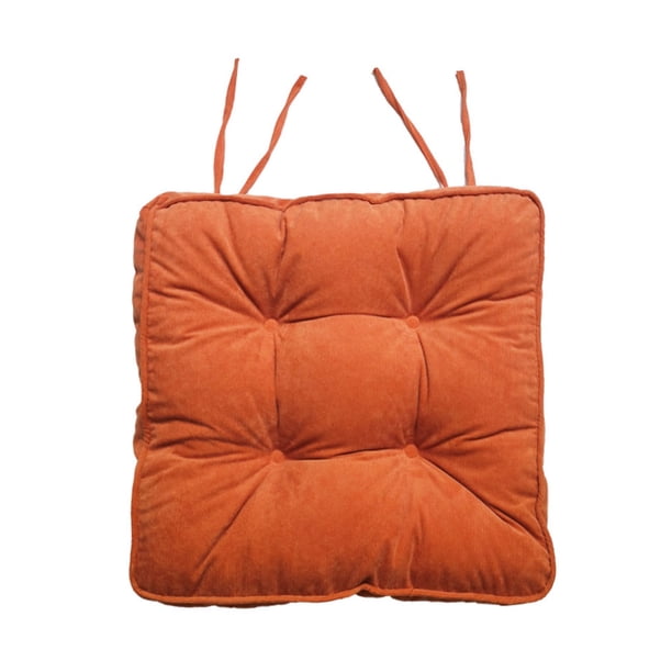 Billuyoard Almohadillas de pana para silla, cojín de suelo de Color sólido con lazos, almohadilla gruesa antideslizante para sillas de Decoración del hogar Naranja