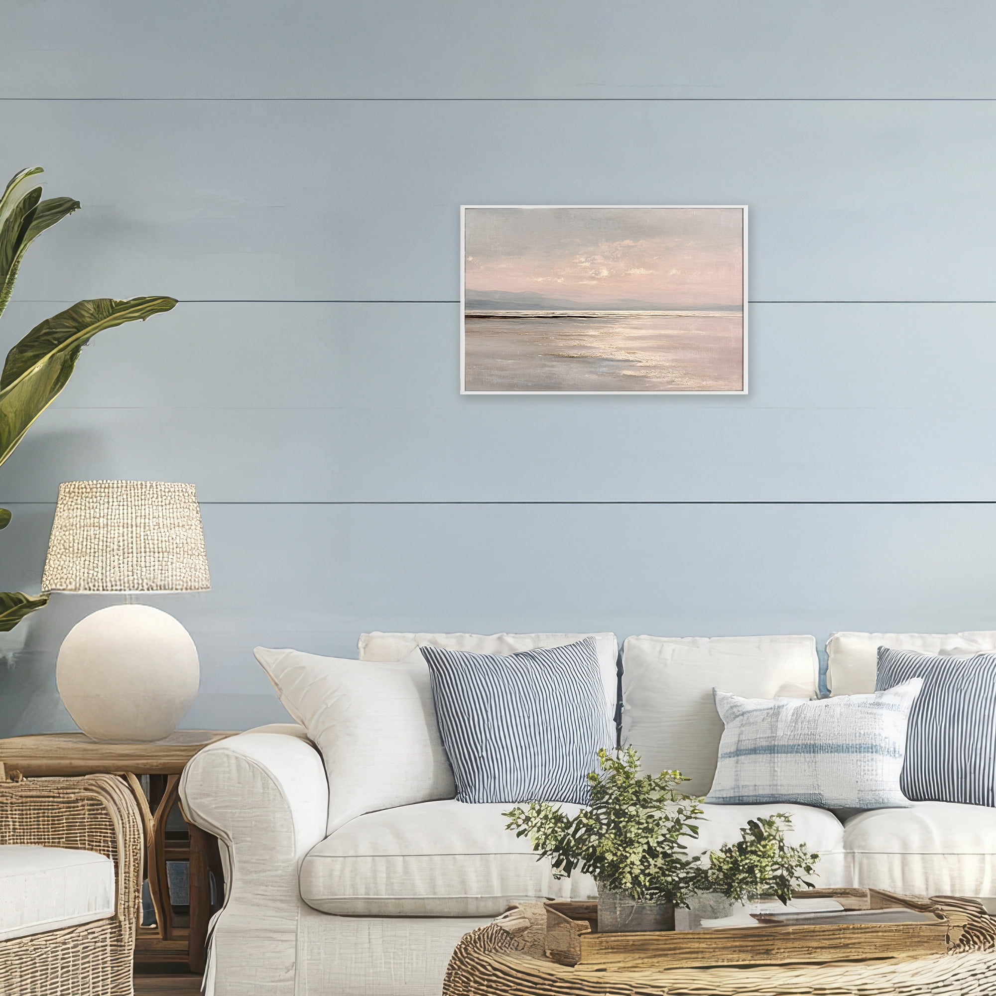 Stupell Industries Vast Blush Seascape White Framed Giclee Art, design by Jacky Ngan